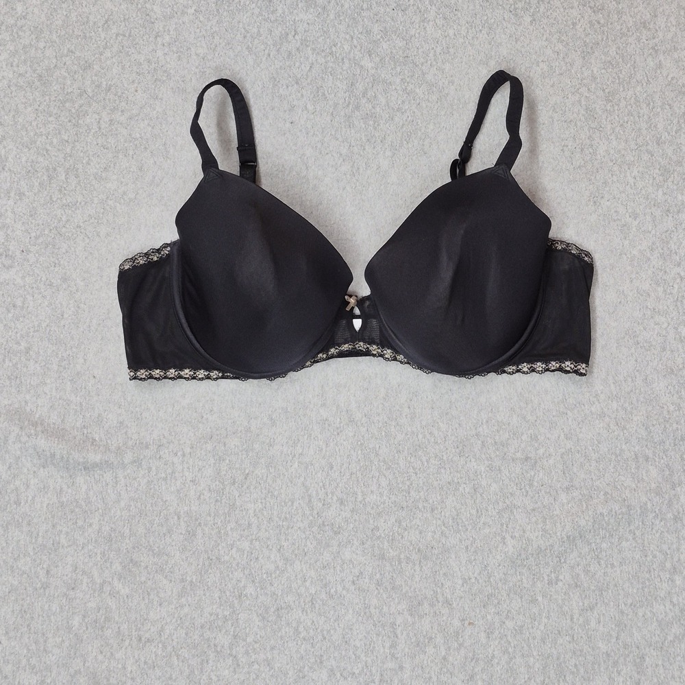 b.tempt'd Women Bra 38D Black T Shirt Underwired Lace Bow Strap